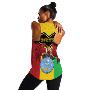 Personalized Afro Mali Vulture Women Racerback Tank Coat Of Arms - Bogolan Pattern