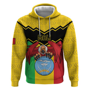 Personalized Afro Mali Vulture Zip Hoodie Coat Of Arms - Bogolan Pattern