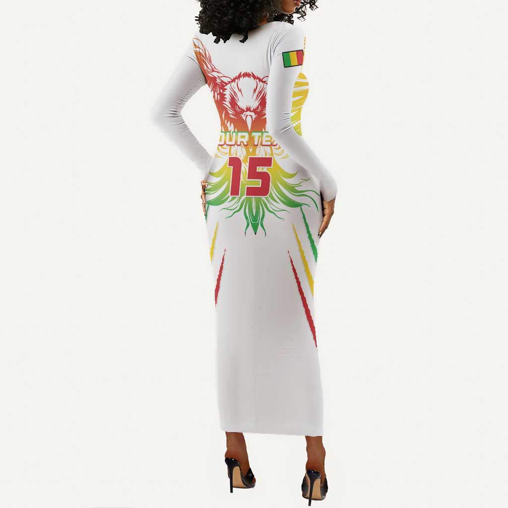 Mali Football Custom Long Sleeve Bodycon Dress Go Eagles - White Color LT15