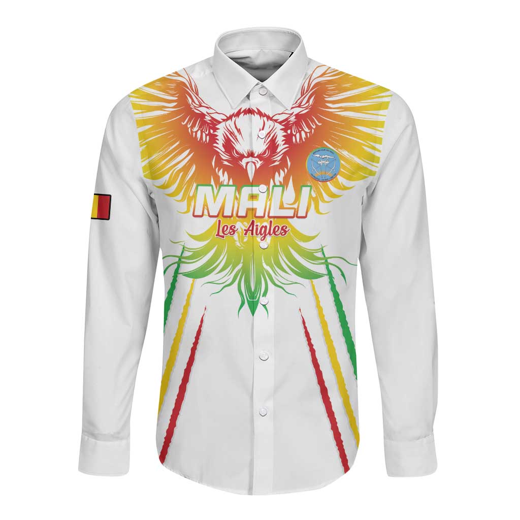 Mali Football Custom Long Sleeve Button Shirt Go Eagles - White Color