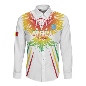 Mali Football Custom Long Sleeve Button Shirt Go Eagles - White Color