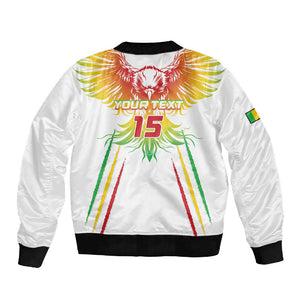 Mali Football Custom Sleeve Zip Bomber Jacket Go Eagles - White Color