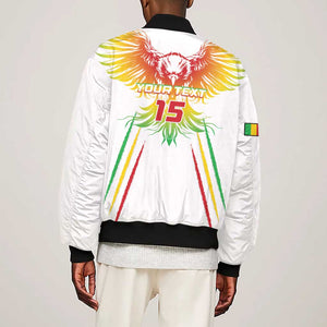 Mali Football Custom Sleeve Zip Bomber Jacket Go Eagles - White Color