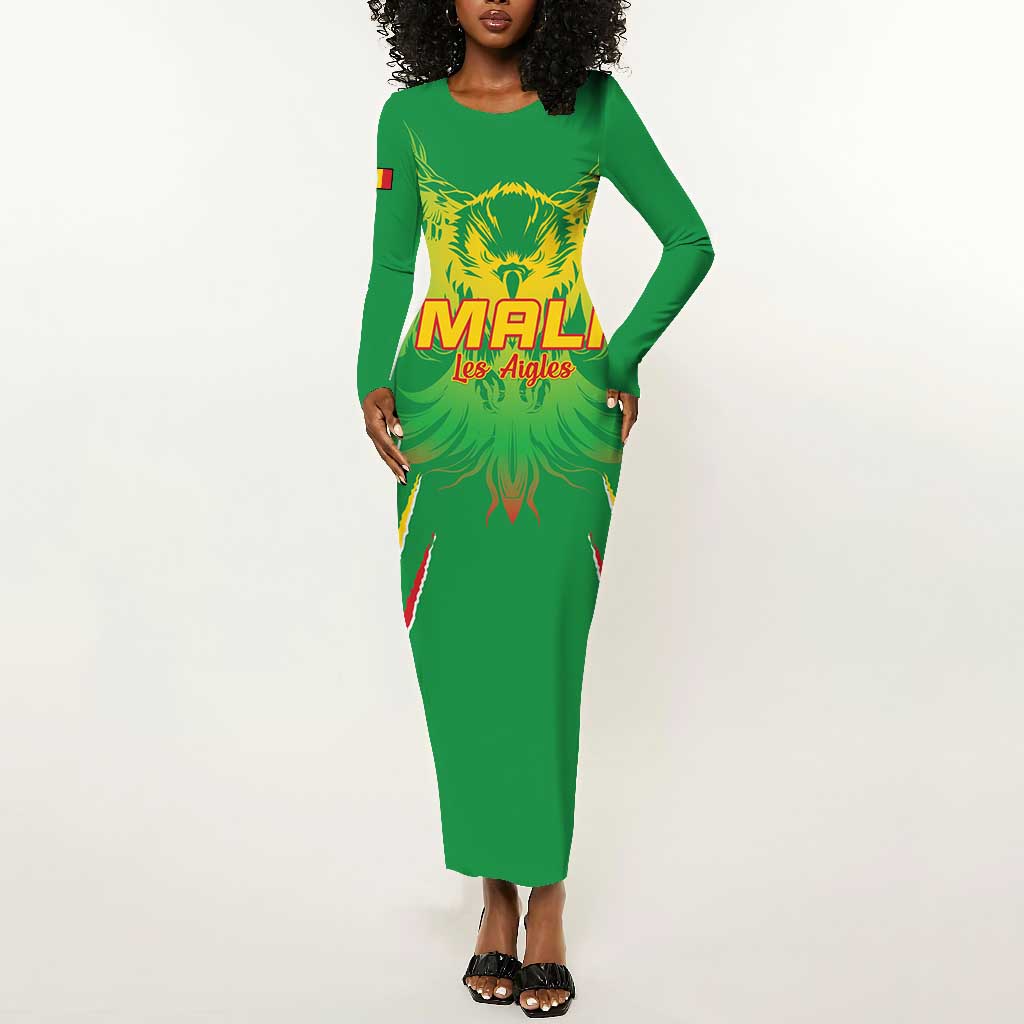 Mali Football Custom Long Sleeve Bodycon Dress Go Eagles - Green Color