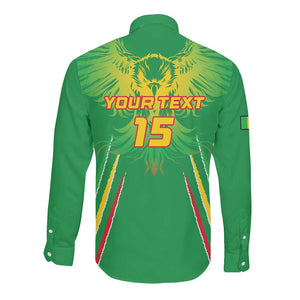 Mali Football Custom Long Sleeve Button Shirt Go Eagles - Green Color