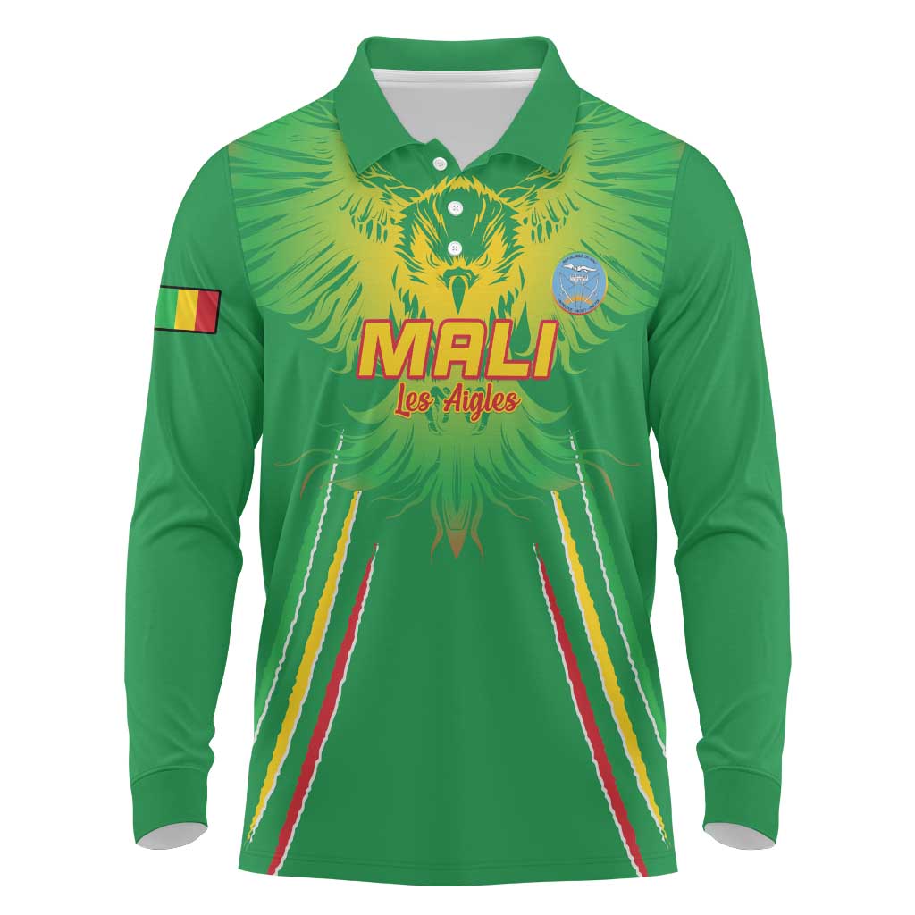 Mali Football Custom Long Sleeve Polo Shirt Go Eagles - Green Color