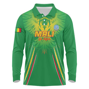 Mali Football Custom Long Sleeve Polo Shirt Go Eagles - Green Color