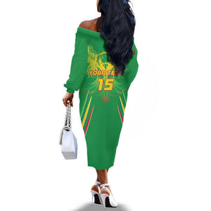 Mali Football Custom Off The Shoulder Long Sleeve Dress Go Eagles - Green Color