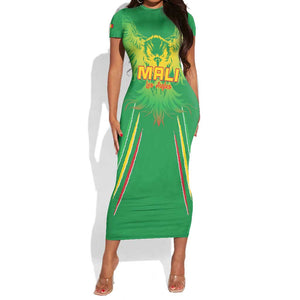 Mali Football Custom Short Sleeve Bodycon Dress Go Eagles - Green Color