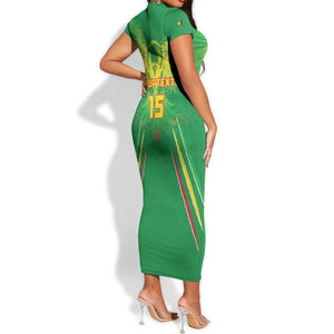 Mali Football Custom Short Sleeve Bodycon Dress Go Eagles - Green Color