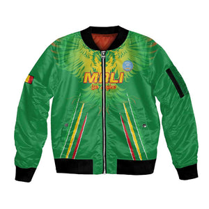 Mali Football Custom Sleeve Zip Bomber Jacket Go Eagles - Green Color