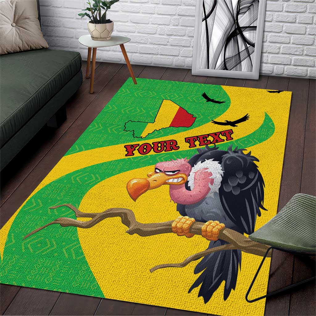 Personalized Afro Mali Vulture Area Rug Flag Map - Bogolan Pattern