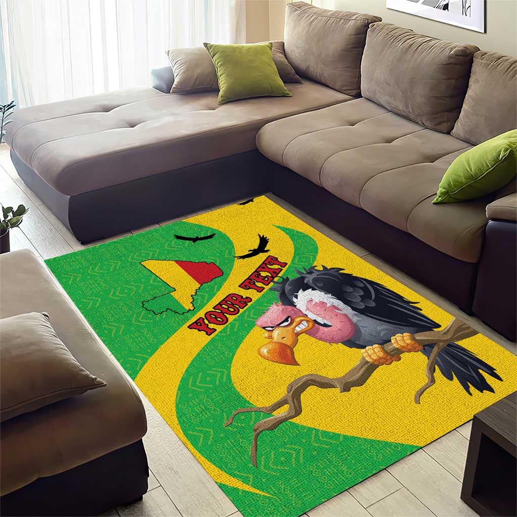 Personalized Afro Mali Vulture Area Rug Flag Map - Bogolan Pattern