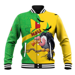 Personalized Afro Mali Vulture Baseball Jacket Flag Map - Bogolan Pattern