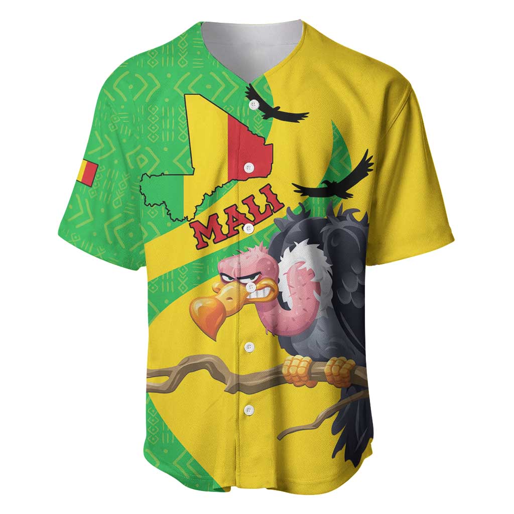 Personalized Afro Mali Vulture Baseball Jersey Flag Map - Bogolan Pattern