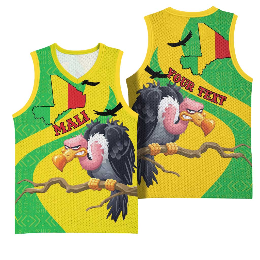 Personalized Afro Mali Vulture Basketball Jersey Flag Map - Bogolan Pattern LT15