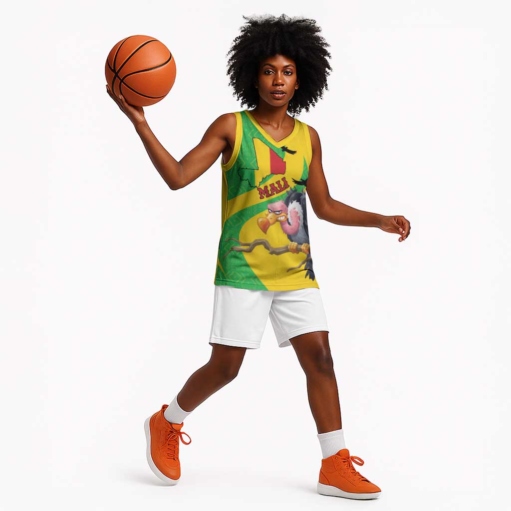 Personalized Afro Mali Vulture Basketball Jersey Flag Map - Bogolan Pattern LT15