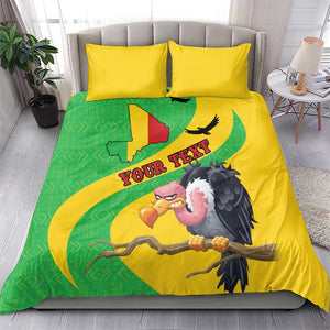 Personalized Afro Mali Vulture Bedding Set Flag Map - Bogolan Pattern