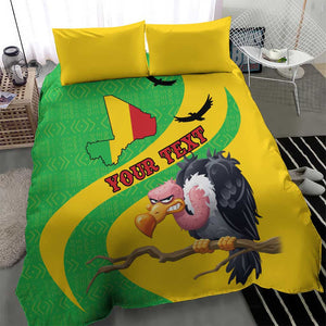 Personalized Afro Mali Vulture Bedding Set Flag Map - Bogolan Pattern