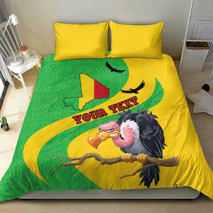 Personalized Afro Mali Vulture Bedding Set Flag Map - Bogolan Pattern