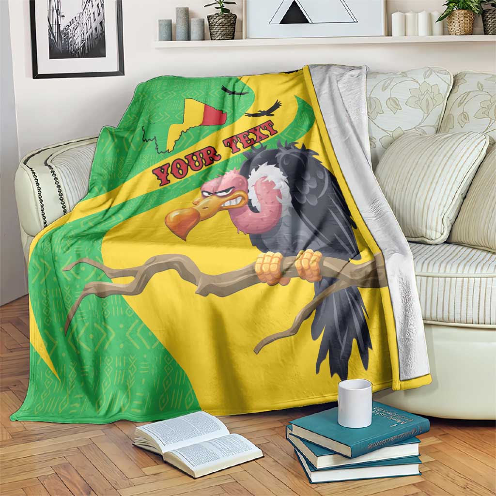 Personalized Afro Mali Vulture Blanket Flag Map - Bogolan Pattern