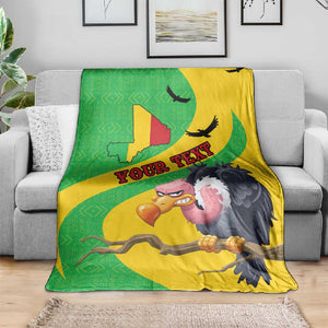 Personalized Afro Mali Vulture Blanket Flag Map - Bogolan Pattern