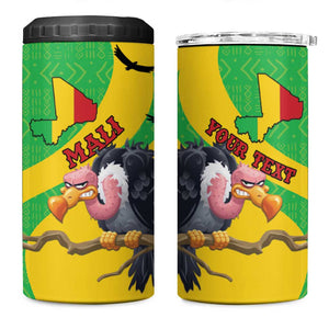 Personalized Afro Mali Vulture 4 in 1 Can Cooler Tumbler Flag Map - Bogolan Pattern