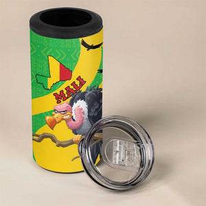 Personalized Afro Mali Vulture 4 in 1 Can Cooler Tumbler Flag Map - Bogolan Pattern