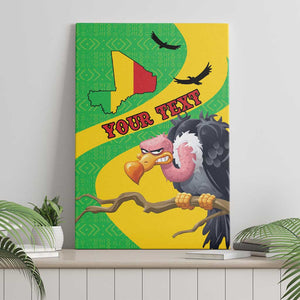 Personalized Afro Mali Vulture Canvas Wall Art Flag Map - Bogolan Pattern