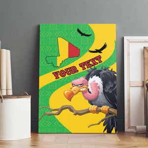 Personalized Afro Mali Vulture Canvas Wall Art Flag Map - Bogolan Pattern