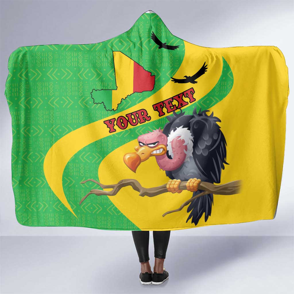 Personalized Afro Mali Vulture Hooded Blanket Flag Map - Bogolan Pattern