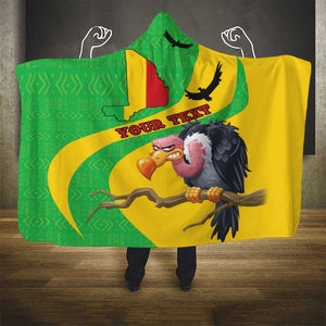 Personalized Afro Mali Vulture Hooded Blanket Flag Map - Bogolan Pattern