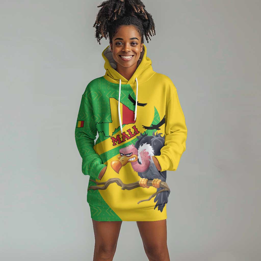 Personalized Afro Mali Vulture Hoodie Dress Flag Map - Bogolan Pattern