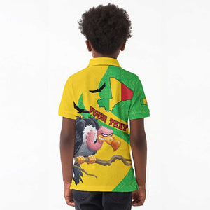 Personalized Afro Mali Vulture Kid Polo Shirt Flag Map - Bogolan Pattern