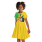 Personalized Afro Mali Vulture Kid Short Sleeve Dress Flag Map - Bogolan Pattern