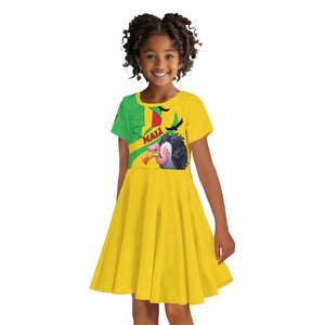 Personalized Afro Mali Vulture Kid Short Sleeve Dress Flag Map - Bogolan Pattern