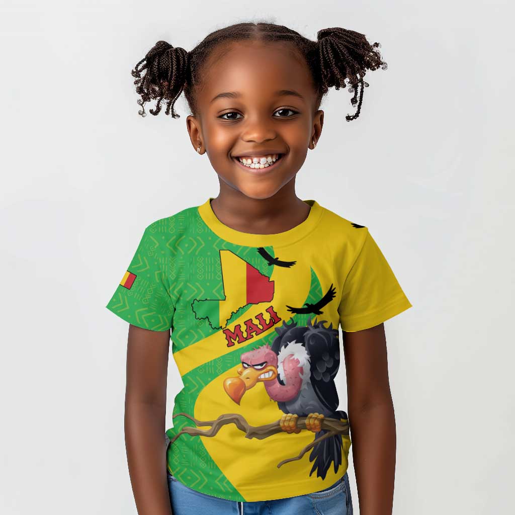 Personalized Afro Mali Vulture Kid T shirt Flag Map - Bogolan Pattern