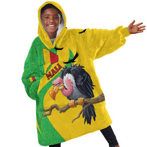 Personalized Afro Mali Vulture Kid Wearable Blanket Hoodie Flag Map - Bogolan Pattern