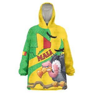 Personalized Afro Mali Vulture Kid Wearable Blanket Hoodie Flag Map - Bogolan Pattern