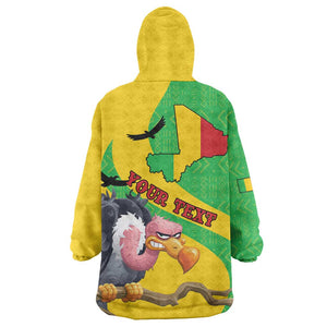 Personalized Afro Mali Vulture Kid Wearable Blanket Hoodie Flag Map - Bogolan Pattern