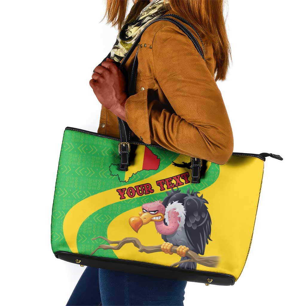 Personalized Afro Mali Vulture Leather Tote Bag Flag Map - Bogolan Pattern