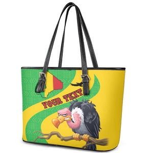 Personalized Afro Mali Vulture Leather Tote Bag Flag Map - Bogolan Pattern