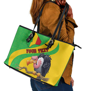 Personalized Afro Mali Vulture Leather Tote Bag Flag Map - Bogolan Pattern