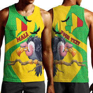 Personalized Afro Mali Vulture Men Tank Top Flag Map - Bogolan Pattern