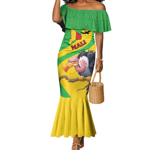 Personalized Afro Mali Vulture Mermaid Dress Flag Map - Bogolan Pattern