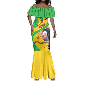 Personalized Afro Mali Vulture Mermaid Dress Flag Map - Bogolan Pattern