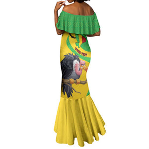 Personalized Afro Mali Vulture Mermaid Dress Flag Map - Bogolan Pattern