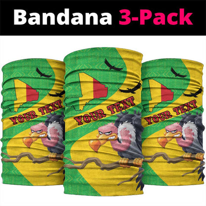 Personalized Afro Mali Vulture Neck Gaiter Flag Map - Bogolan Pattern LT15