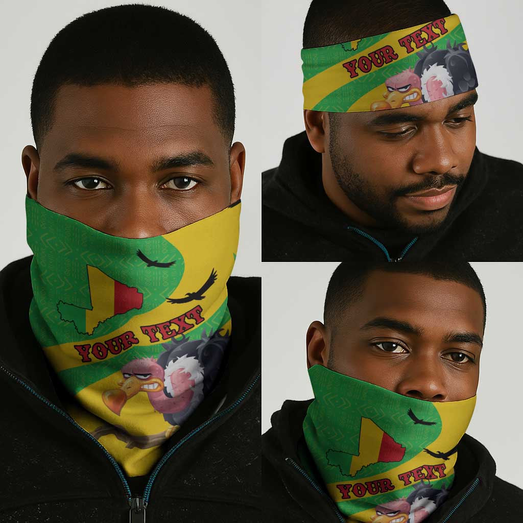 Personalized Afro Mali Vulture Neck Gaiter Flag Map - Bogolan Pattern LT15