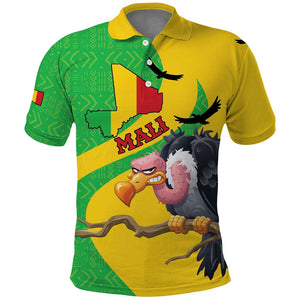 Personalized Afro Mali Vulture Polo Shirt Flag Map - Bogolan Pattern